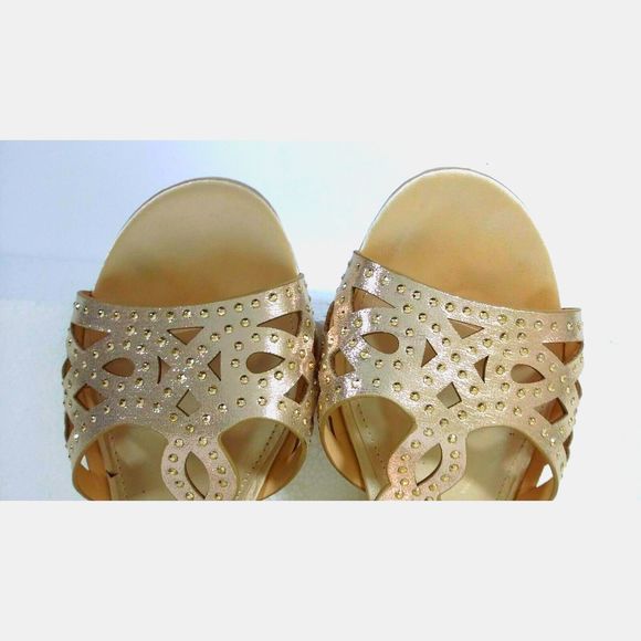 Maripe Gold Open Toe Wedge Sandals 8.5 Back Zip - Picture 3 of 8